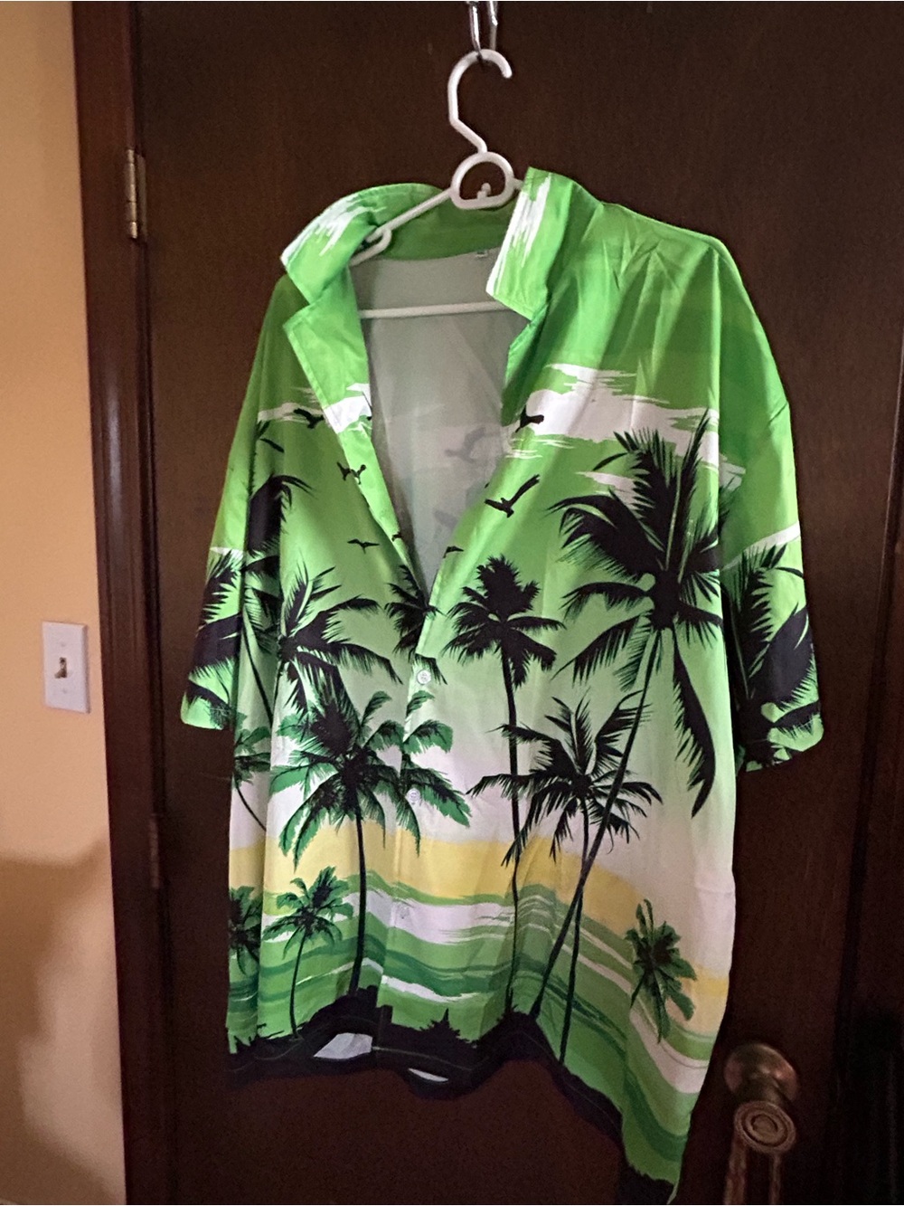 Green Tropical Palm Print Hawaiian Men's Shirt 3XL